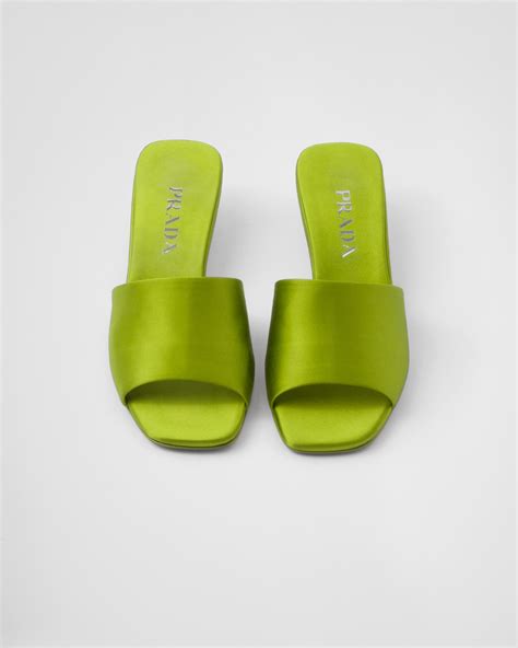 Fern Green Satin Slides 